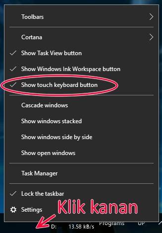 cara aktifkan keyboard virtual touch windows 10