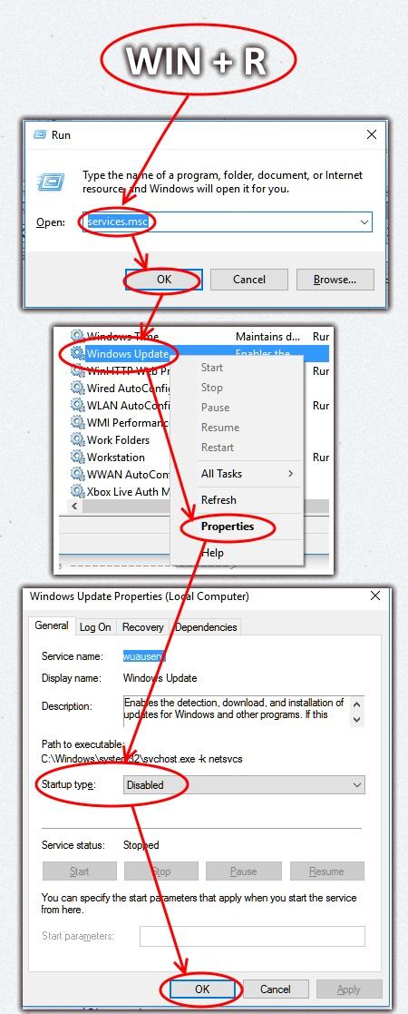 cara mematikan windows 10 update stuck macet berhenti
