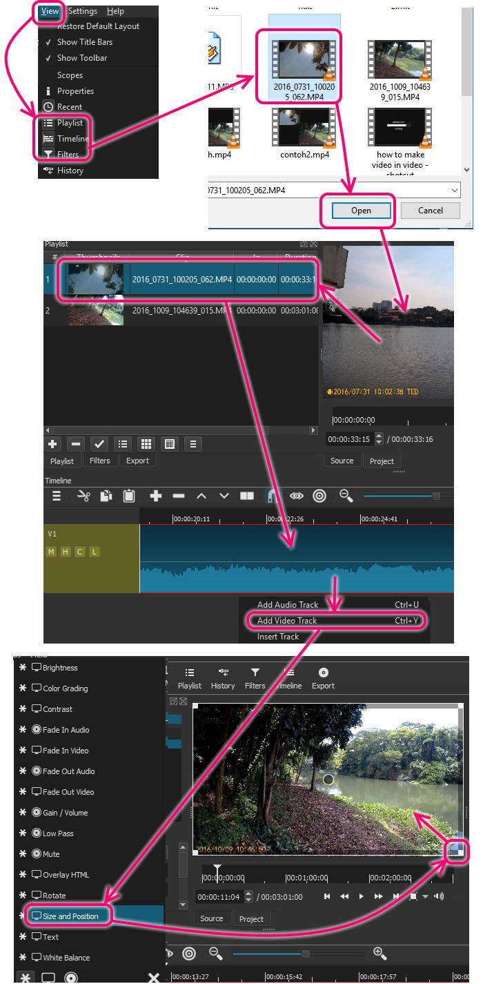 cara membuat video in video dua dalam satu shotcut tutorial indonesia