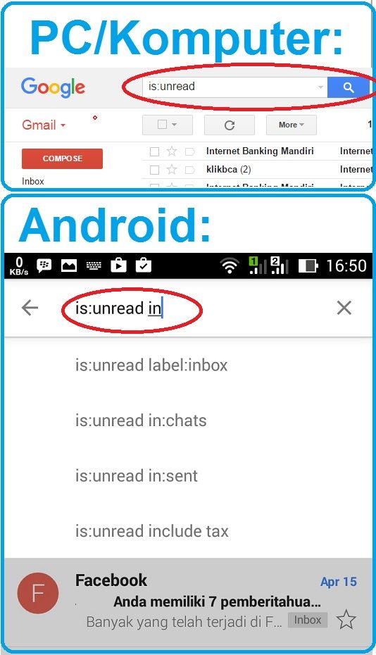 cara mencari membuka email yang belum terbaca unread gmail