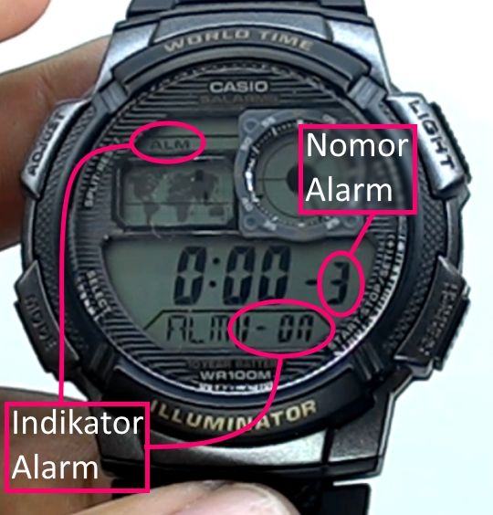 cara setting alarm casio ae 1000w 1200w 2000w 2100w