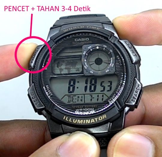 cara setting waktu jam casio ae 1000w 1avdf 1bvdf ae 200w ae 1200w ae2100w