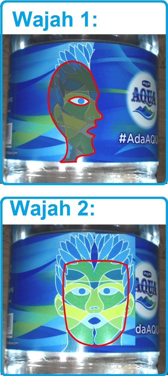 jawaban mencari dua 2 wajah gambar botol aqua
