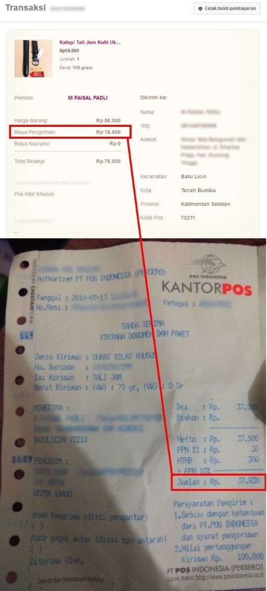 tarif ongkos kirim kantor pos naik tinggi mahal